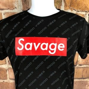 Men's Small "Savage" Good Vibes Black t-shirt